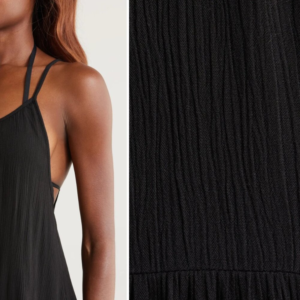 Nordstrom Tiered Crinkle Cover-Up - dress beach swim - OLIVE COVERT - Picture 8 of 8